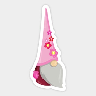 Spring Gnome, Garden Gnome, Cute Gnome, Flowers Sticker